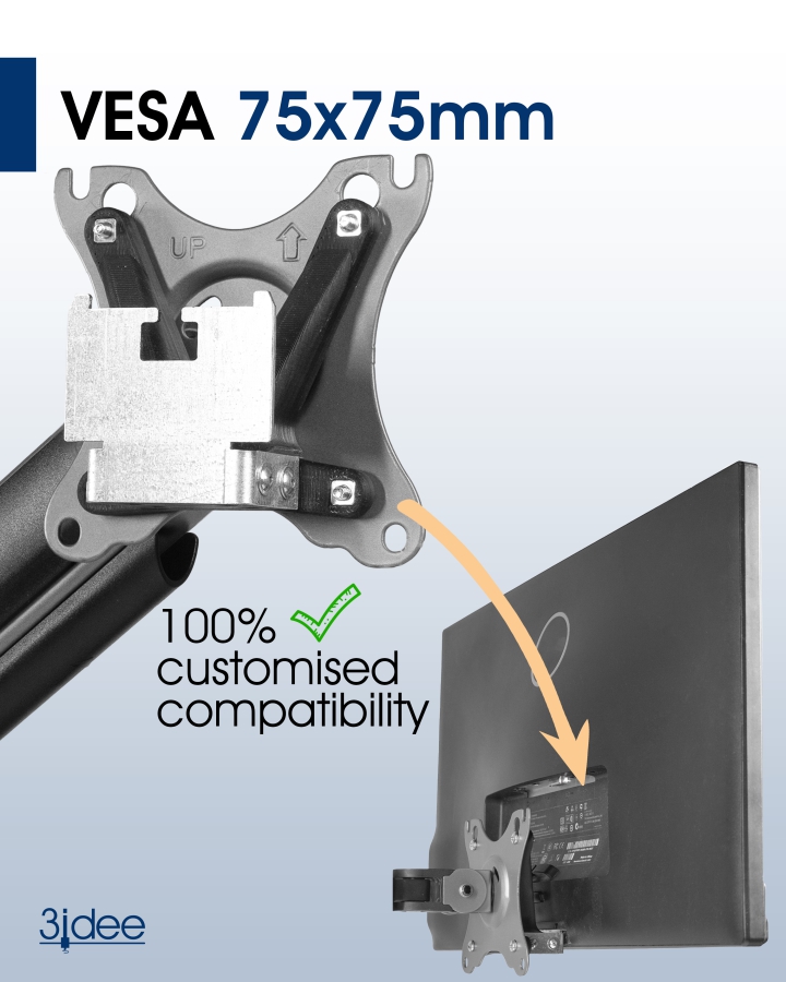 VESA Adapter kompatibel mit DELL Monitor (S2240L, S2240M, S2340L, S2340M, S2440L) - 75x75mm