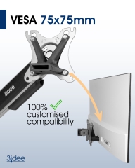 VESA Adapter kompatibel mit HP Monitor (22f, 24f, 27f, 22es, 22ea, 22er, 24es, 24ea, 24er, 27es, 27ea, 27er, U27) - 75x75mm