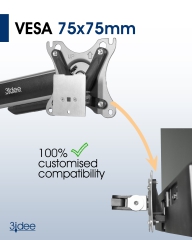 VESA Adapter kompatibel mit HP Monitor (M27h, M24h, 524sh, 527sh) - 75x75mm